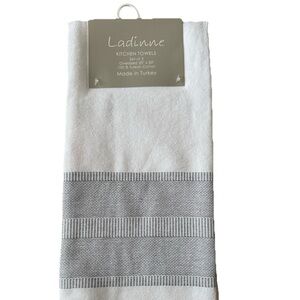 Kitchen Towels Set of 3 Oversized 20 x 30in 100% Turkish Cotton, Gray White